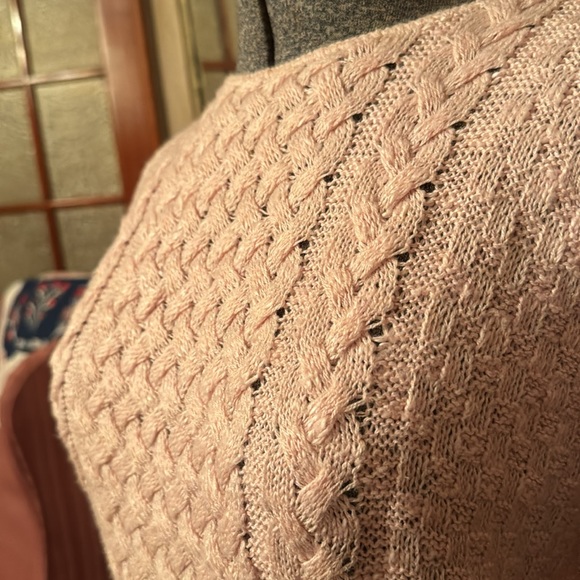Adorable “Kenneth Too!” Vintage & Lightweight Pink Cable Sweater, size Small - Picture 3 of 5